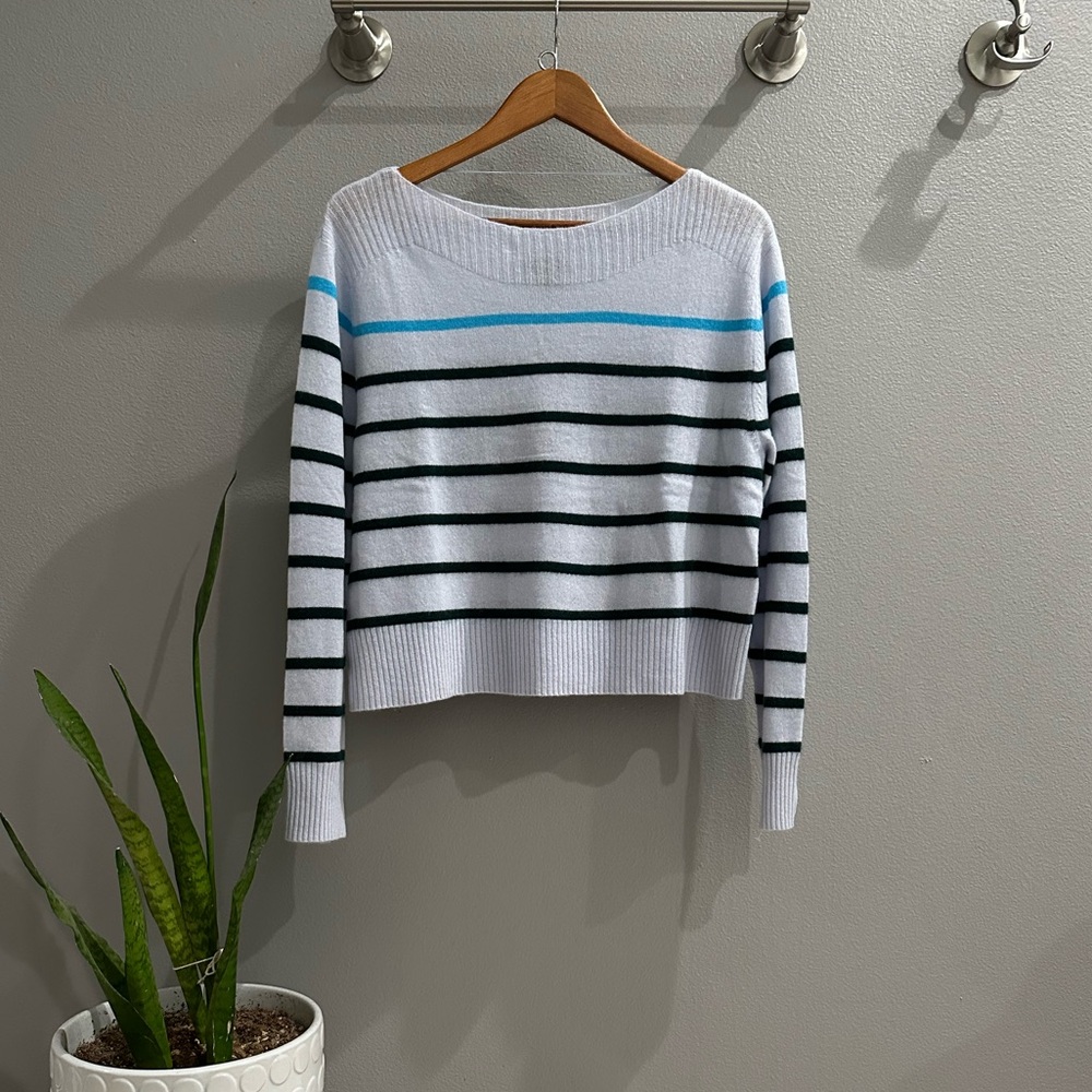Charter Club Petite Striped Boat-Neck Cashmere Sweater